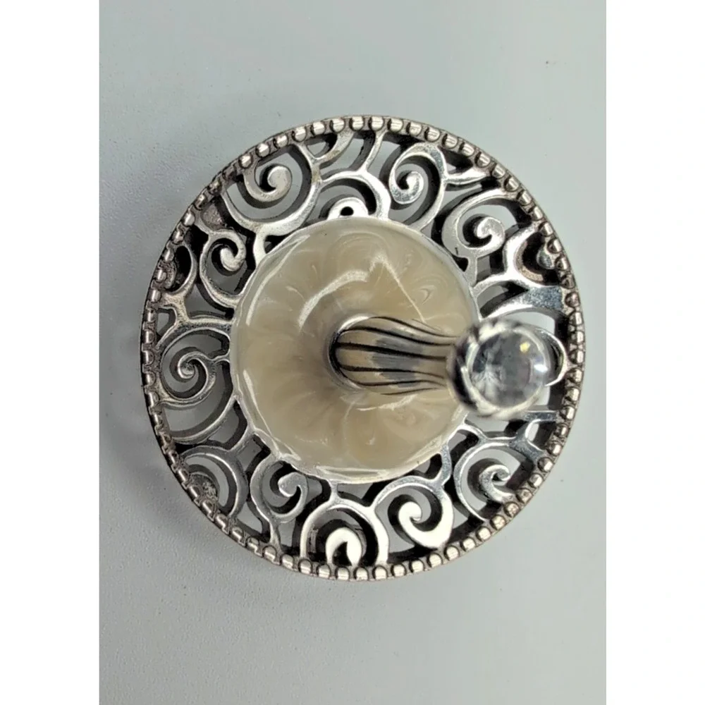 Brighton Lacie Daisy Ring Holder Swarovski Crystal Silver Plate Mother Of Pearl